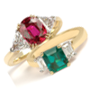 Ruby and Emerald rings.